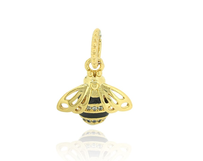 Bee pendant or charm of insect themed jewelry, honey bee necklace bracelet,Gift Idea  1pcs 22*15mm