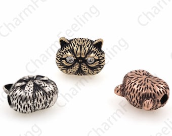 Retro Cat Head Charm, Cat Head Beads, Cat Jewelry, Beaded Cat Accessories, DIY Jewelry Making Accessories 9.6x12.7x7.8mm 1pcs