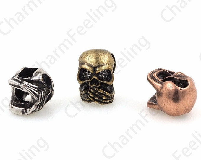 Unique Skull Spacer Beads, Skull Charm, Skull Jewelry, DIY Jewelry Making Accessories 13x8x9.5mm 1pcs
