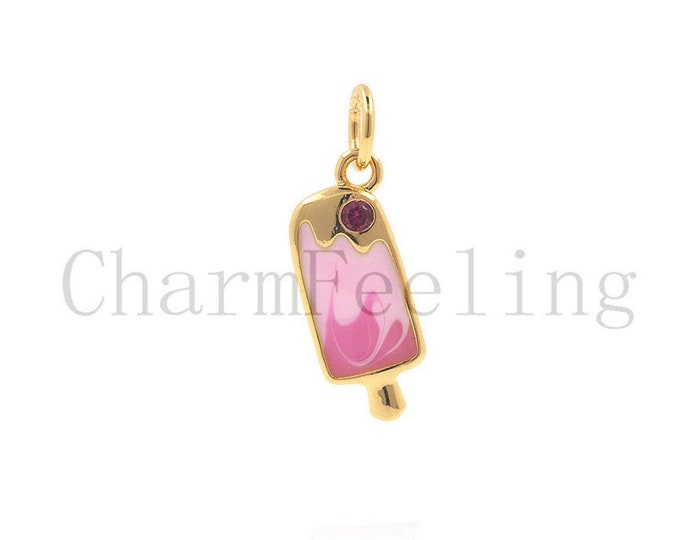 ice cream pendant-ice cream necklace-ice cream charm-ice cream jewelry 19*6*1.7mm  1pcs