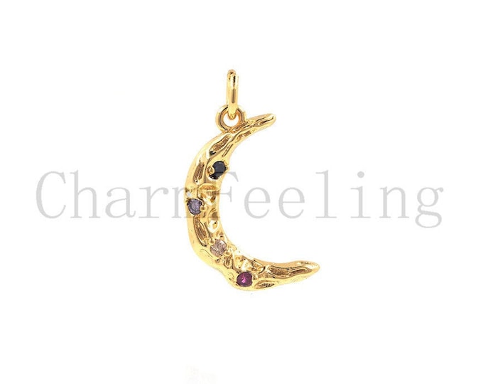 handmade moon necklace-moon phase pendant-half moon bracelet 22.3*12*2.7mm  1pcs