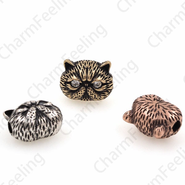 Retro Cat Head Charm, Cat Head Beads, Cat Jewelry, Beaded Cat Accessories, DIY Jewelry Making Accessories 9.6x12.7x7.8mm 1pcs