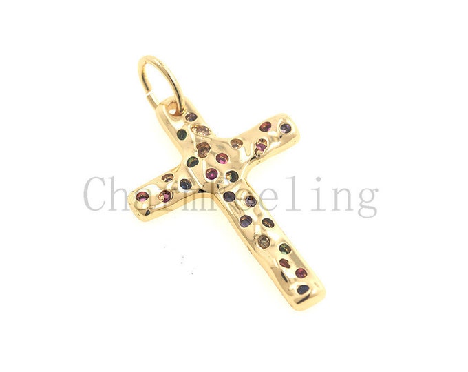 gold cross bracelet,Cross Necklace, Elegant Gold Cross Pendant,Catholic Souvenir Cross 31*18*2mm 1pcs