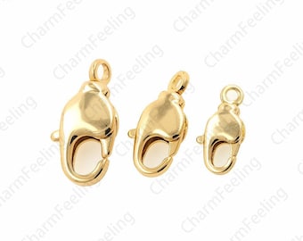 10 pcs,18K Gold Filled Lobster Clasp,Rotatable Tail, Necklace Clasp, Carabiner Clasp, Bracelet Clasp,Spring Clasp,DIY Jewelry Supplies,