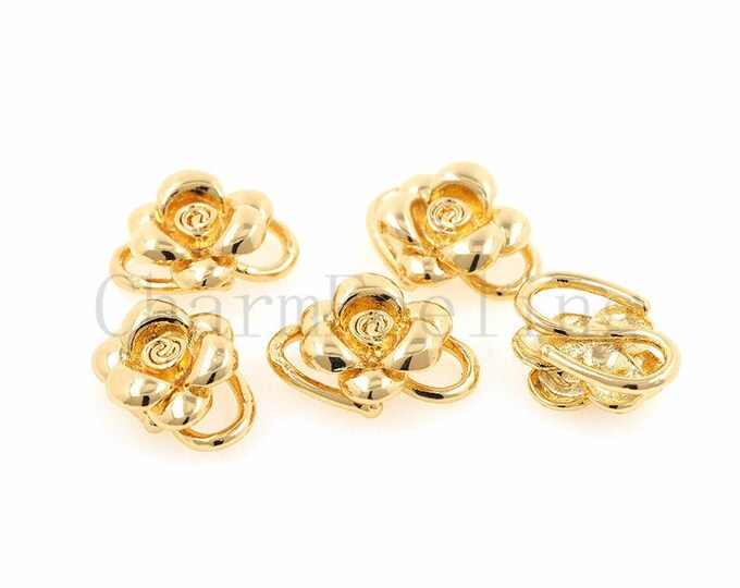 Rose connector, flower links, pflower petal jewelry, bracelet necklace accessories 14*13*7mm 1pcs