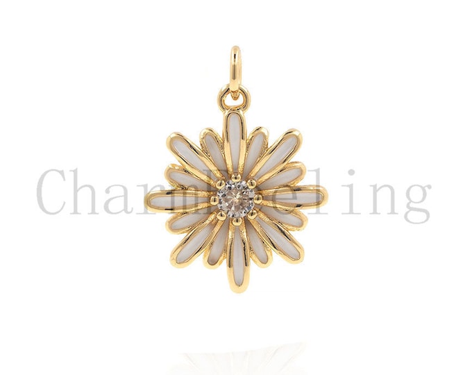 daisy pendant-Daisy bracelet-daisy gift-daisy charm 22.5*16.8*3.4mm  1pcs