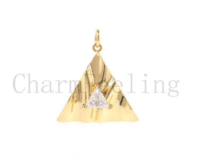 triangle necklace-wavy triangle pendant-triangle charm-triangle findings 24.7*22*4.8mm  1pcs