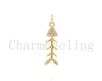 fishbone pendant-fishbone necklace-fishbone earrings-fish skeleton 24.6*6.7*1.7mm  1pcs