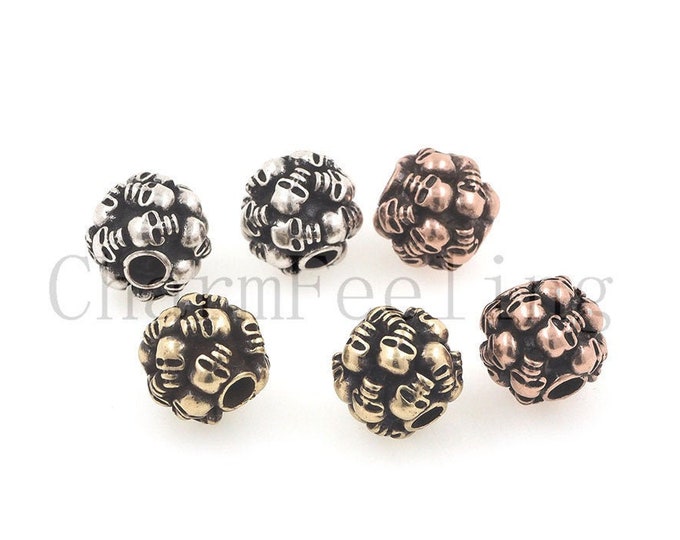 antique skull -skull spacer beads- lanyard skull beads-lanyard skull beads 11*10.5mm Hole 3.5mm 1pcs