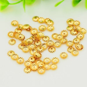 10 pcs 18K Gold Filled Flower Bead Caps,Pearl Caps,Round Bead Caps,Flower Caps,Spacer Jewelry, Brass Caps, DIY Gold Jewelry Making,