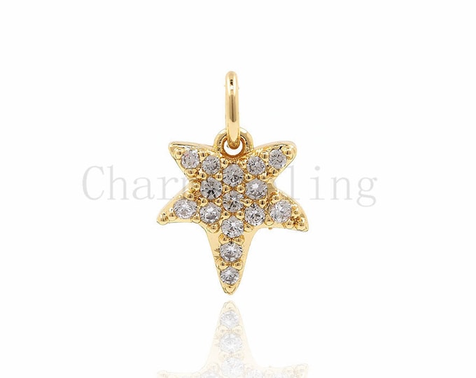 Maple leaf necklace, CZ cubic zirconia bracelet necklace jewelry, jewellery making supplies 13.5*10*2mm  1pcs