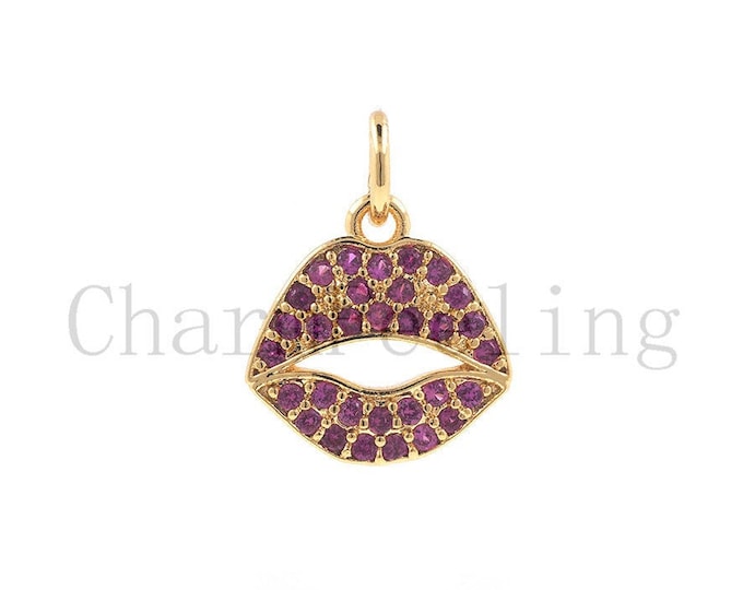 lips necklace-kiss pendant-lips jewelry-kiss charm 15.7*11.8*2.4mm  1pcs