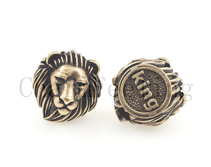 lion beads-lion head charm- knife lanyard beads-paracord bead  28.8*24.6*19.3mm Hole 5.5mm 1pcs