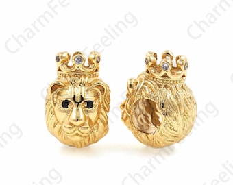 Lion Head Spacer Beads, Animal Charm, Lion King Spacer Beads, Lion Head Bracelet, DIY Jewelry Making Accessories 14x9.5x12.6mm 1pcs