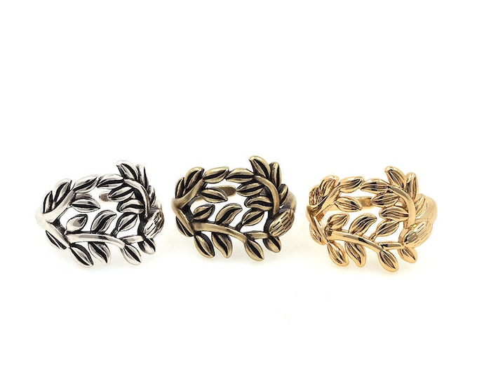 Leaf Ring, 18K Fold Filled Adjustable Branch Ring, Gold Leaf Ring, Leaf Branch Ring, Delicate Leaf Ring, 1PCS