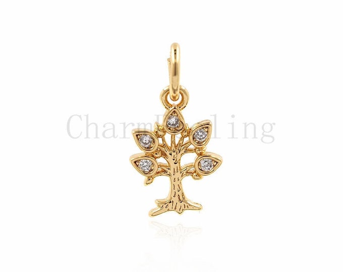 Tree of Life Pendant, Bracelet Necklace Accessories, DIY Cubic Zirconia Jewelry 15*8*1.5mm  1pcs