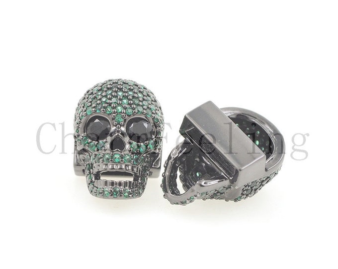 skull spacer beads -micro pave skull -rhinestone skull -lanyard making beads  15*10*9.2mm  Hole 8*2mm 1pcs