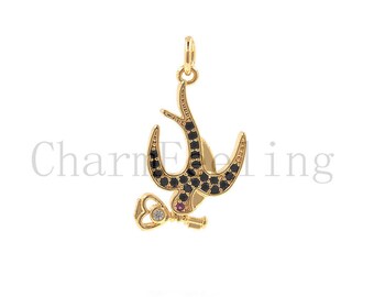 swallow pendant-swallow necklace-Swallow bracelet-Gold-plated jewelry accessories 25.1*12.9*1.9mm  1pcs
