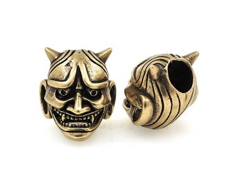 Vintage hell demon Paracord beads,bronze knife bead,edc bead,knife accessory 19*16*13mm 1pcs