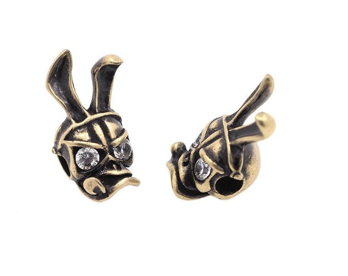 bronze rabbit , Rabbit head beads, animal spacer beads, Rabbit pendant necklace 15*8*7mm 1pcs