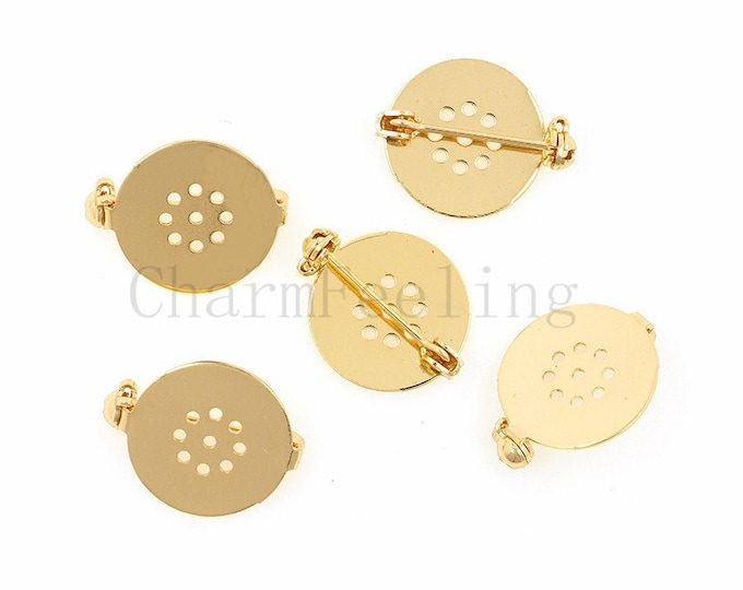 round brooch base,Gold-plated Nickel Free DIY Jewelry Accessory,brooch setting,brooch findings  28*22mm 2pcs