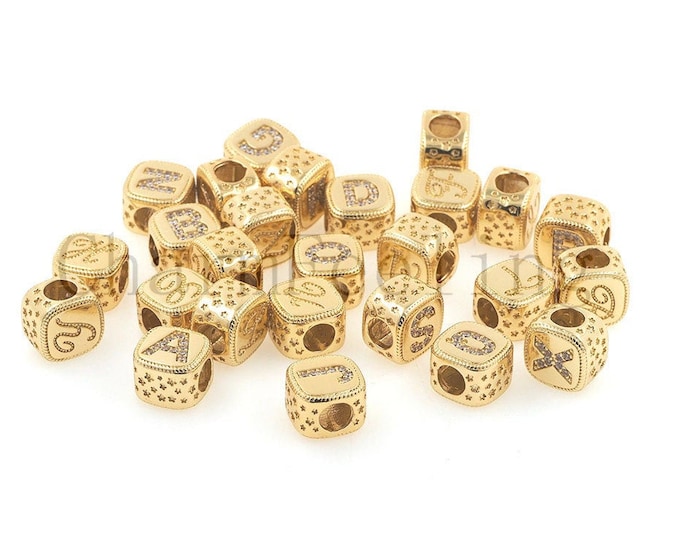 square letters-Alphabet pendant-Square spacer beads  9*9*6.3mm