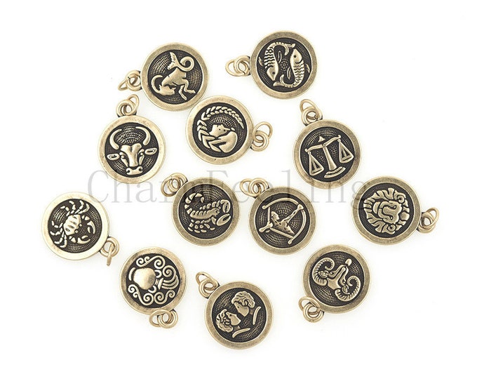 horoscope necklace-astrology pendant-constellation charm 21.4*15*1.7mm  1pcs