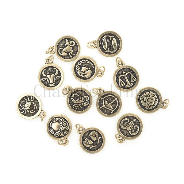 horoscope necklace-astrology pendant-constellation charm 21.4*15*1.7mm  1pcs