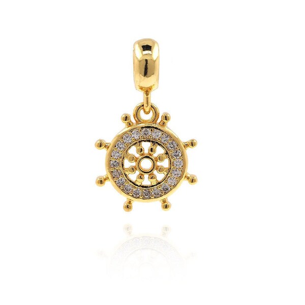 rudder necklace,nautical pendant,ship wheel jewelry,rudder charm 25*14*2mm 1pcs