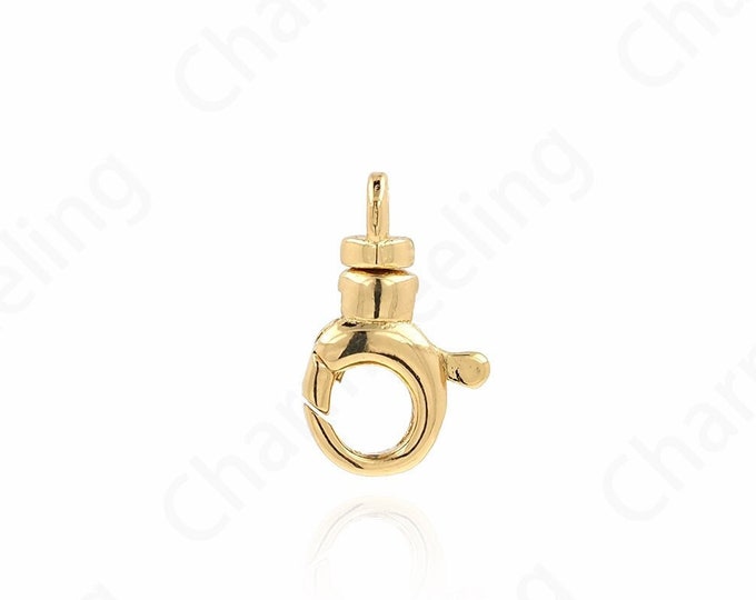 Jewelry Clasp, Spring Clasp, 18K Gold Filled Lobster Clasp, Button Clasp, Carabiner, DIY Jewelry Making Supplies,12.6x7.5x3.2mm