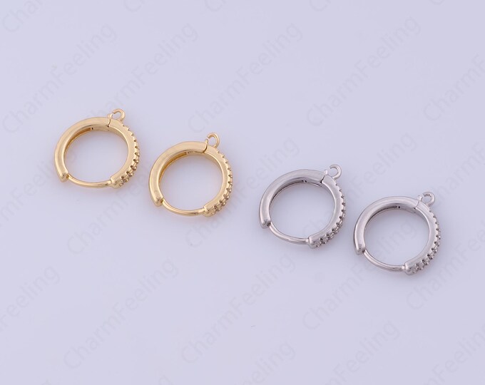 1 Pair, 18K Gold Filled Round Earrings, Simple Earring Accessories, Drop Earmuffs, Thin Earrings, Earring Accessories,13.8x12.5x2mm