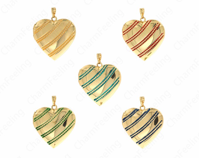 Heart Photo Frame Charm,18K Gold Filling Enamel Heart Pendant, Heart Charm,Heart Necklace,Enamel Charm,DIY Jewelry Accessories 34.5x29x7mm