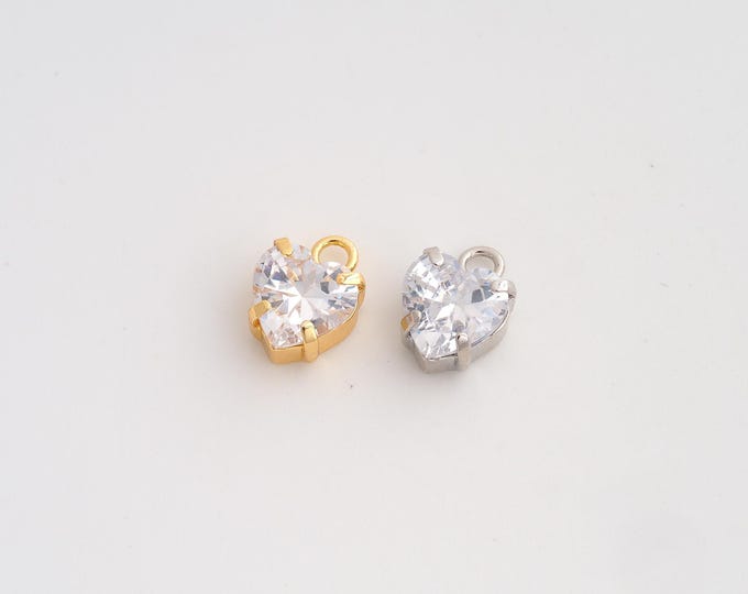 CZ Heart Pendant,Love Pendant,18K Gold Filled Heart Charm,DIY Jewelry Accessories,11.4x8.2x5mm