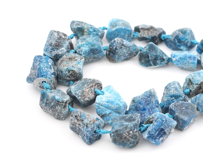 Blue Apatite Stones Rough, Rough Gem Beads, Natural Stone Chains, Gem Beads, DIY Gem Making Accessories, 25-30mm