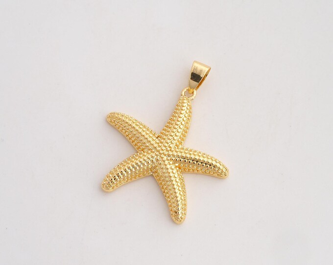Starfish Pendant,Starfish Pendant,18K Gold Filled Starfish Charm,DIY Jewelry Accessories,35.5x30.6x3.8mm