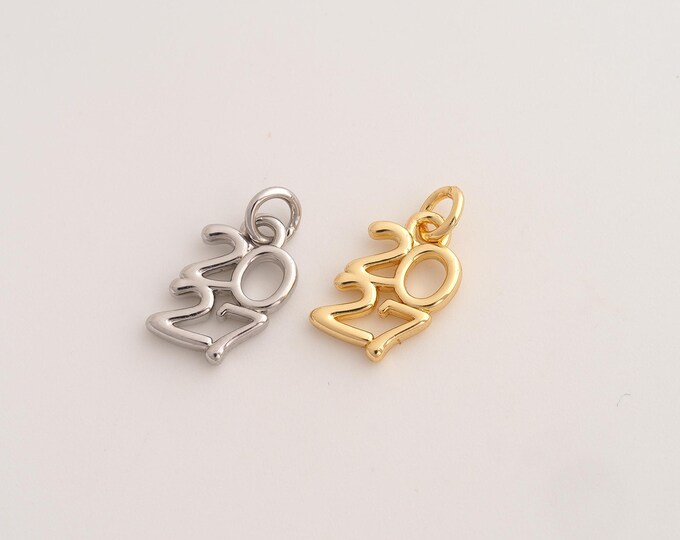 2027 Year Pendant,2027 Number Pendant,18K Gold Filled 2027 Charm,DIY Jewelry Accessories,16.8x9x2mm