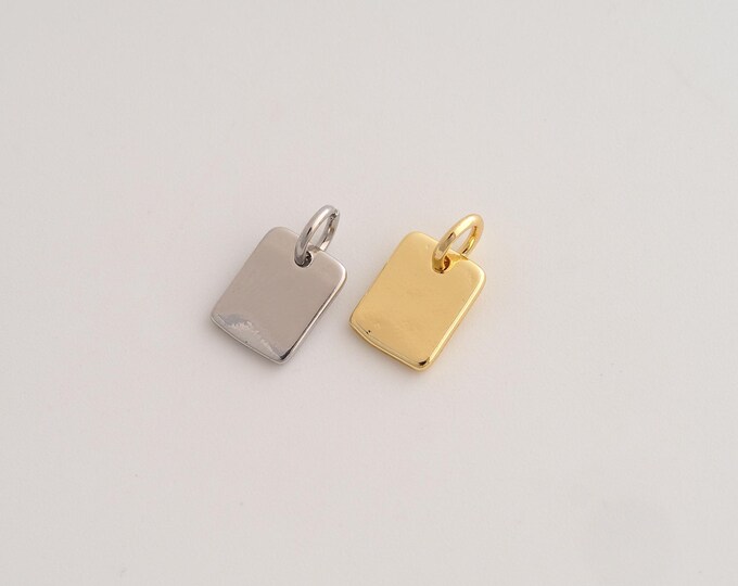 Square Pendant,Square Pendant,18K Gold Filled Square Charm,DIY Jewelry Accessories,12.8x7.4x1.5mm