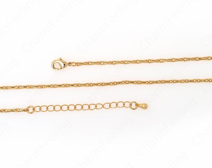 Chains Necklace,Lobster Clasp Necklace,18K Gold Filled Simple Necklace, Brass Necklace,DIY Jewelry Supplies,39cm+5.5mm