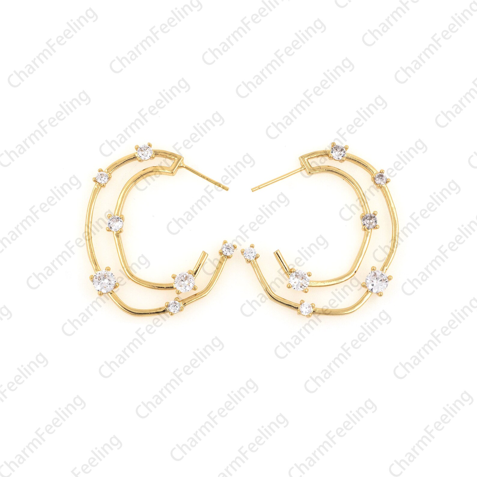 Cshaped Earrings Mini Earrings Personalized Earrings Brass Etsy