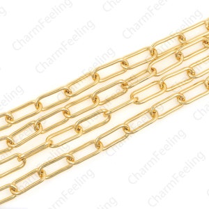 Büroklammer Kette Halskette, 18k Gold Jumbo Link Büroklammer Kette, DIY Schmuck Schmuckherstellung halbfertige Kette 1 Meter