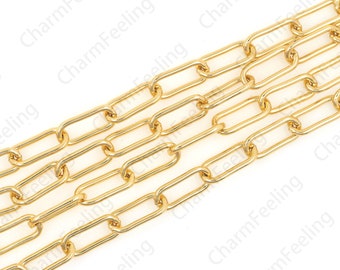 Paperclip Chain Necklace，18k Gold  Jumbo Link Paper Clip Chain，DIY Jewelry Jewelry Making Semi-Finished Chain  1 meter