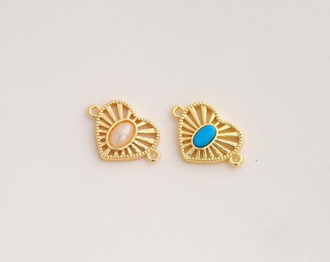 Heart Connector,Love Connector,18K Gold filled Heart Connector,DIY Bracelet Accessories, 17x12x3.2mm