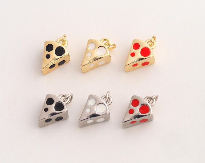 Enamel Cheese Pendant,Cheese Pendant,18K Gold Filled Cheese Charm,DIY Jewelry Accessories,15x8.8x5.4mm