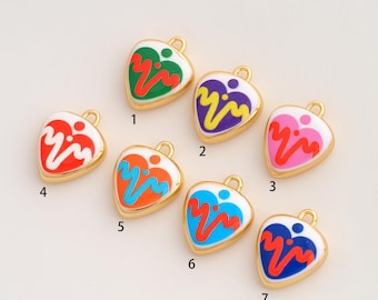 Heart Pendant,Enamel Love Pendant,18K Gold Filled Heart Charm,DIY Jewelry Accessories,20.7x17x6mm