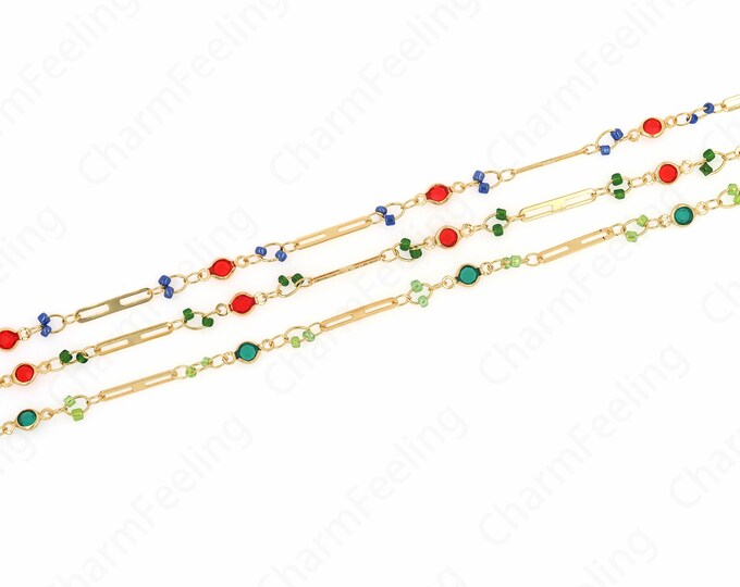 Gemstone Chain, Micropavé CZ Square Chain, 18K Gold Filled Beaded Chain, Zircon Chain, DIY Bracelet Necklace Supplies, 15x2.6x0.4mm
