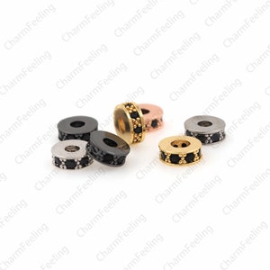 Cubic Zirconia Cylinder Spacer Beads,DIY Round beads，Necklace CZ Beads 7.5× 2.7mm  1pcs