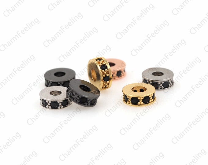 Cubic Zirconia Cylinder Spacer Beads,DIY Round beads，Necklace CZ Beads 7.5× 2.7mm  1pcs