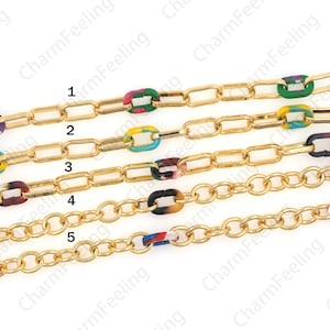18K Gold filled Halbfertige O-Kette, Papierclip Kette, Acryl Kette, DIY Armband Halskette Herstellung Zubehör, 1 Meter