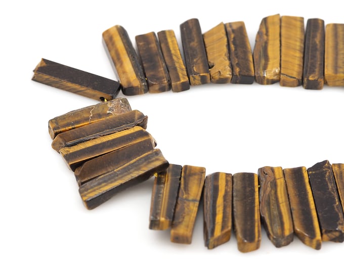Rectangular Tiger Stone Beads, Natural Stone Necklace, Strip Gem Beads, DIY Stone Making Accessories, 10-12x28-48mm