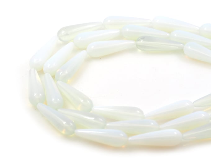 White Crystal Teardrop, Natural Gemstone Teardrop Chain, Teardrop Shaped Gemstone Chain, Gemstone Necklace, DIY Bracelet Accessory, 10x30mm